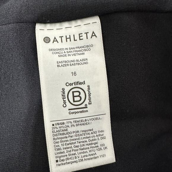 Athleta Eastbound Blazer Women Size 16 Black Travel Jacket Knit Minimalist Knit - Picture 10 of 13
